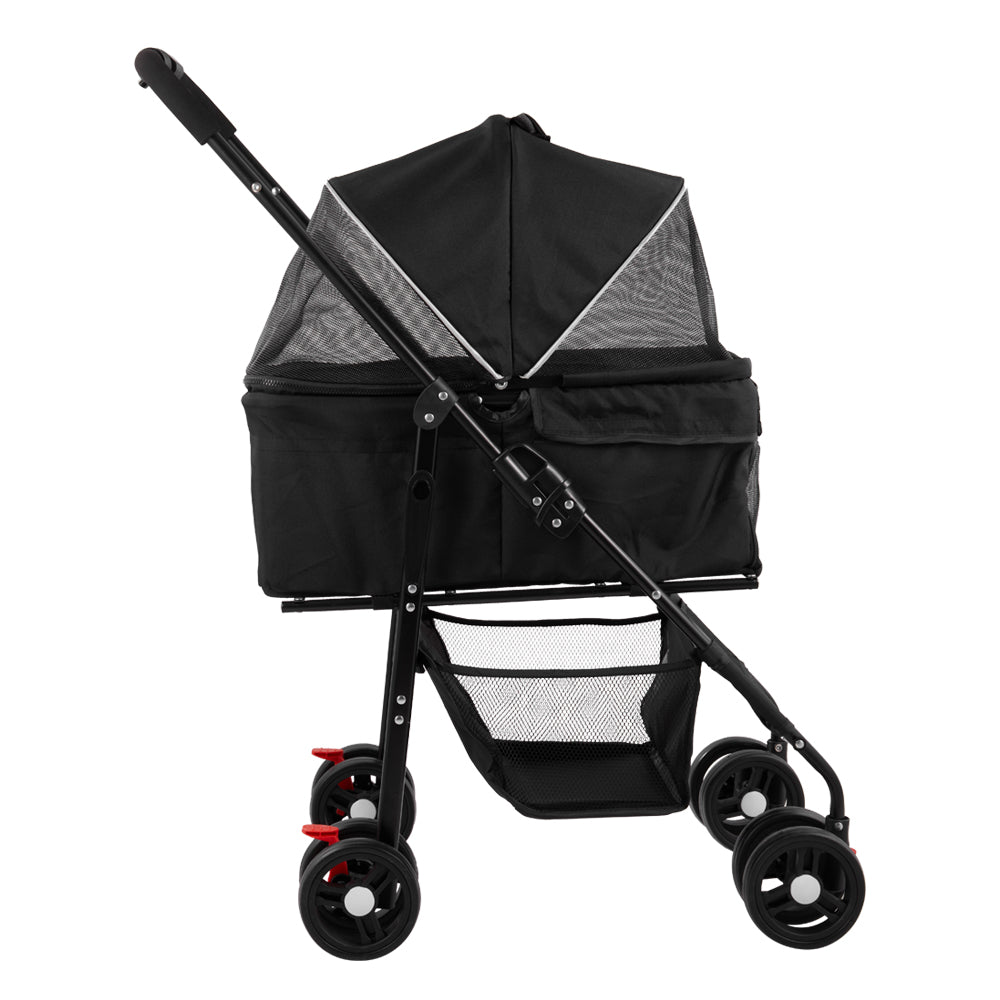 Detachable Pet Stroller with Rain Cover – Convertible Carrier for Cats and Dogs