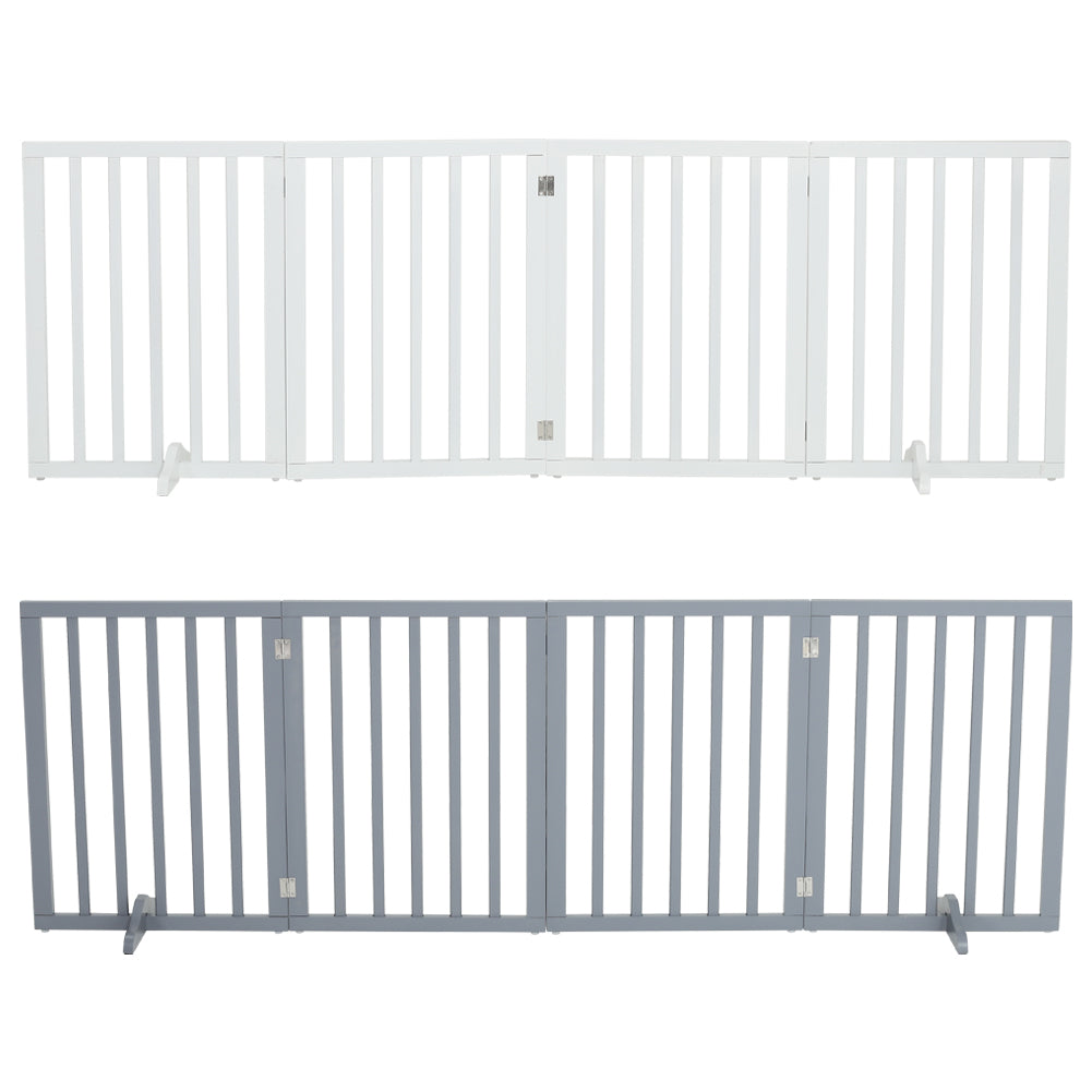 Wooden Foldable Freestanding 4-Panel Pet Gate – Sturdy, MDF Design for Indoor Use