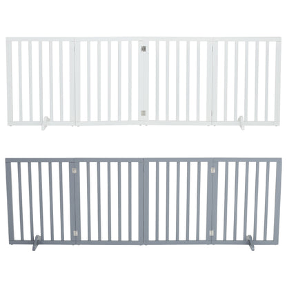 Wooden Foldable Freestanding 4-Panel Pet Gate – Sturdy, MDF Design for Indoor Use