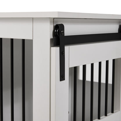 Wooden Dog Crate with Lockable Barn Door – Stylish & Secure Home for Dogs