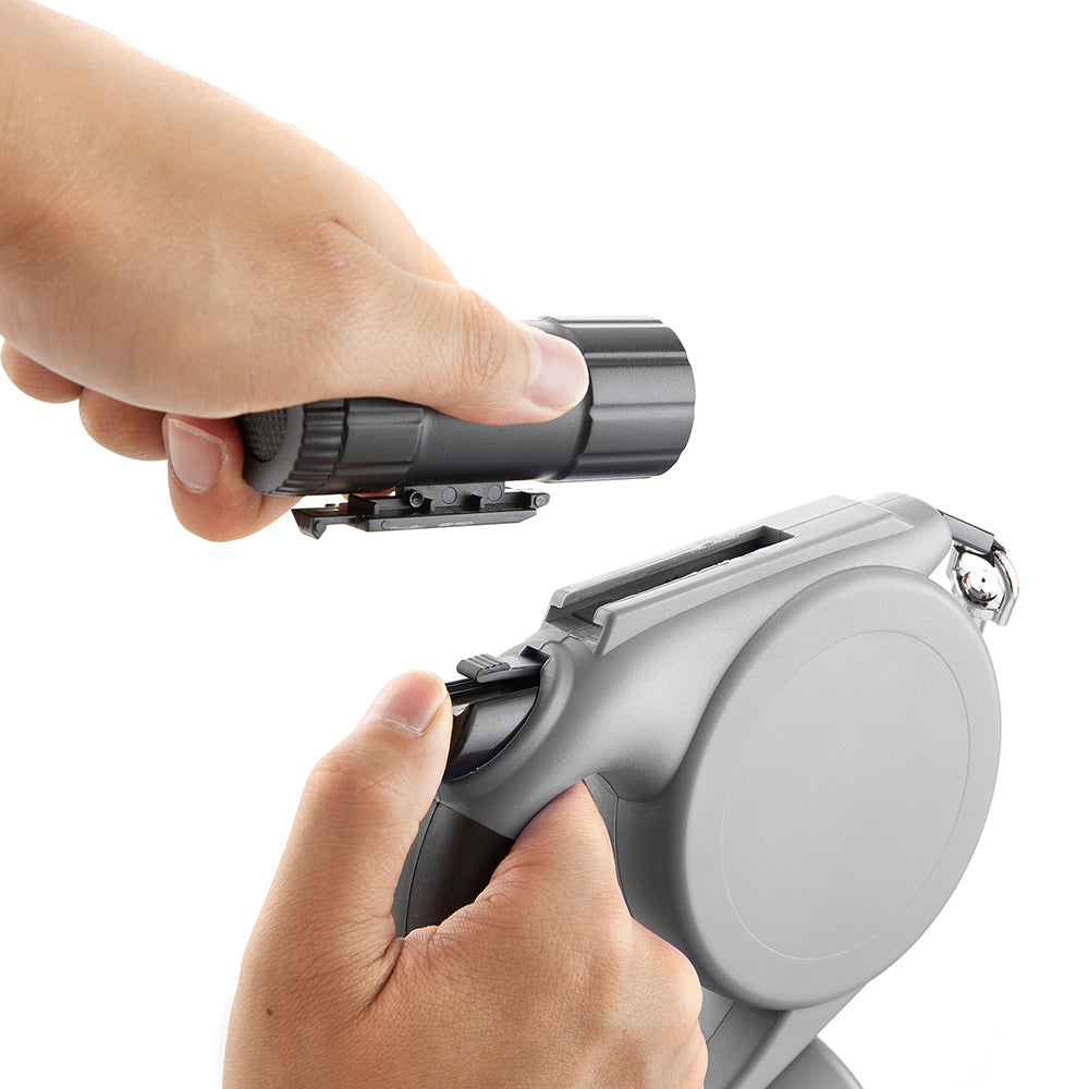 5m Retractable Dog Leash with LED Flashlight & Waste Bag Dispenser