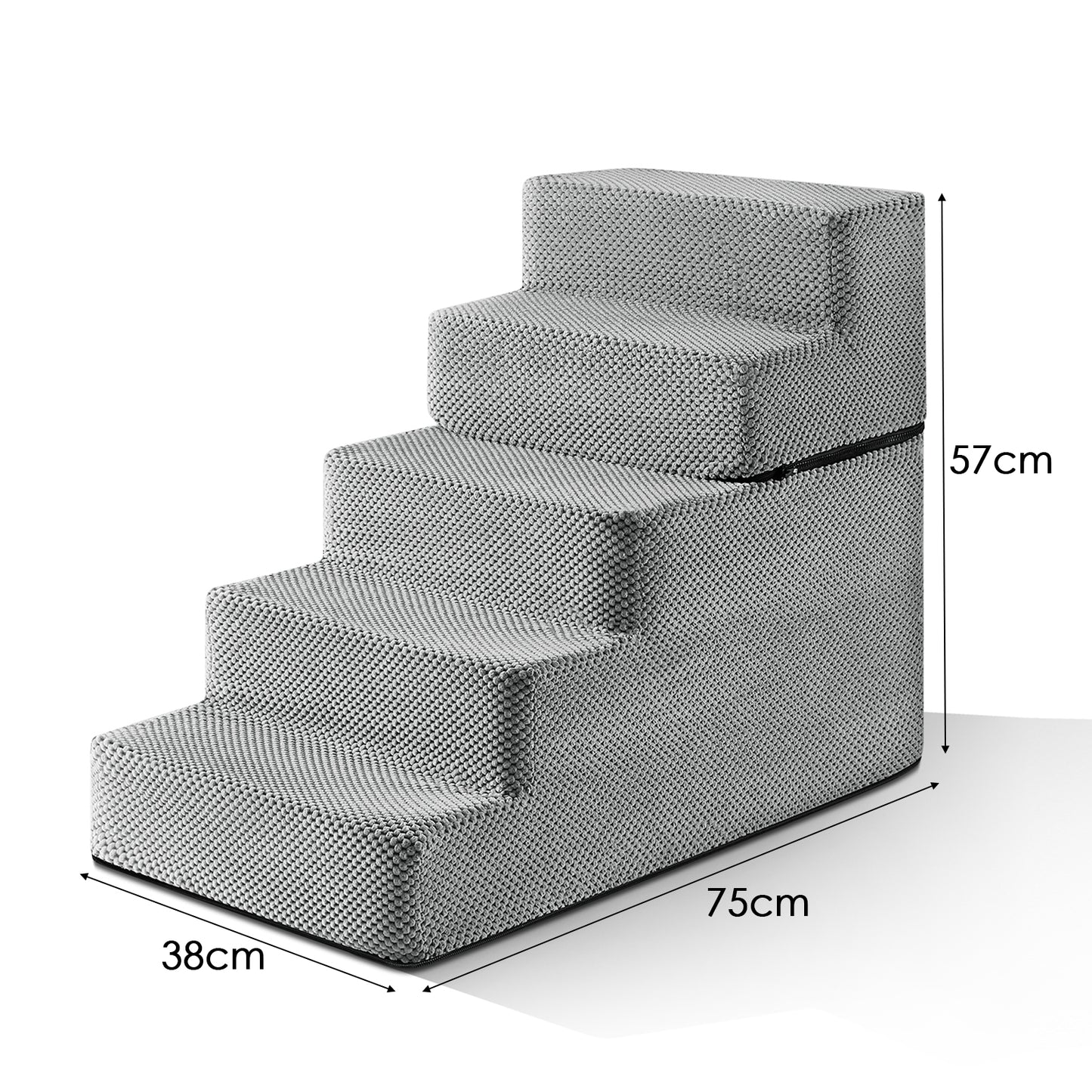 3/4/5-Step Non-Slip Dog Stairs with Washable Corduroy Cover – Grey