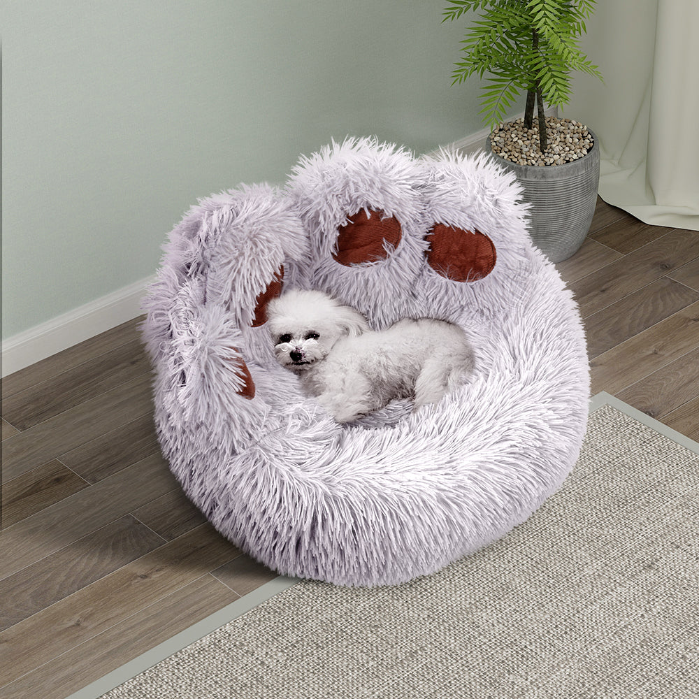 Soft Plush Round Pet Bed – Medium Size 50cm, Anti-Slip Base
