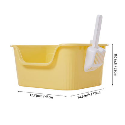 Open Top Cat Litter Box with Scoop – Easy Entry & Spill-Proof Design