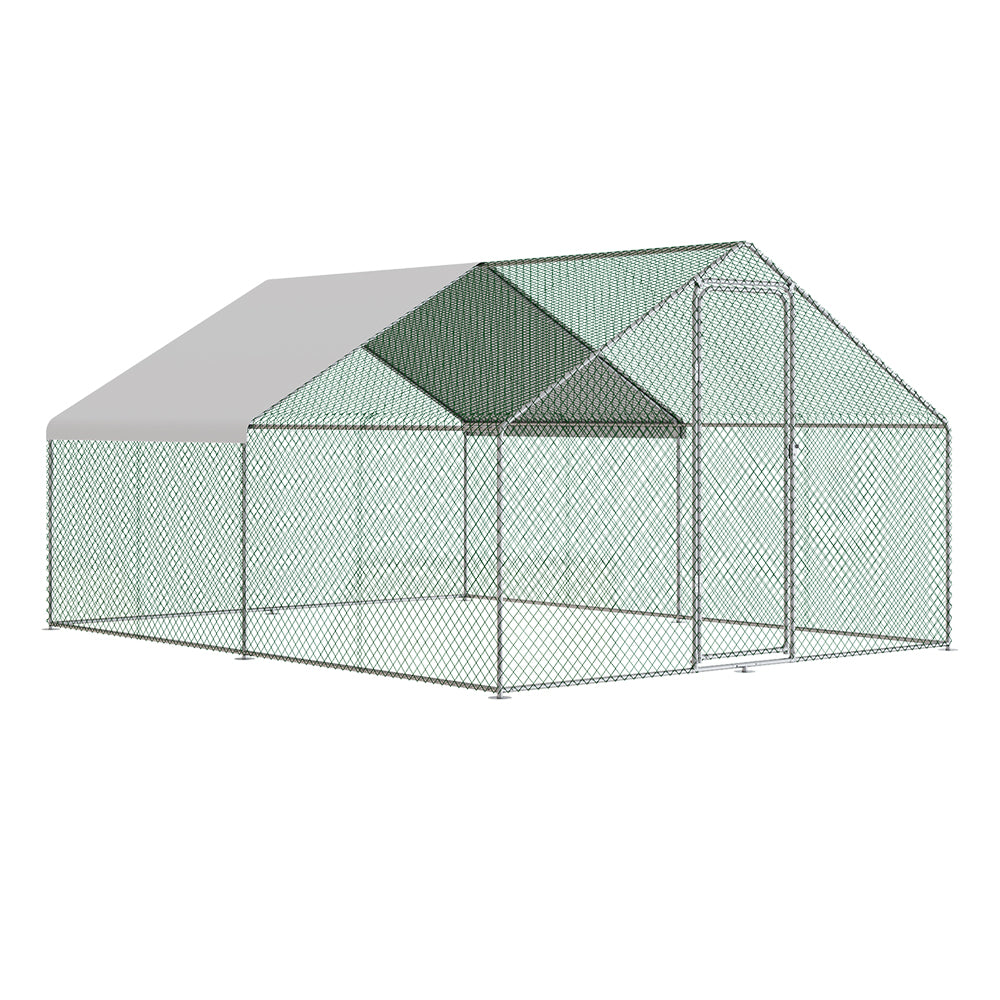 Metal Walk-in Chicken Coop Run with PE Tarpaulin – Secure Outdoor Poultry Enclosure for Chickens and Rabbits