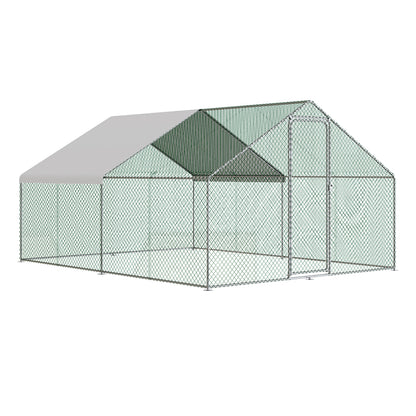 Metal Walk-in Chicken Coop Run with PE Tarpaulin – Secure Outdoor Poultry Enclosure for Chickens and Rabbits