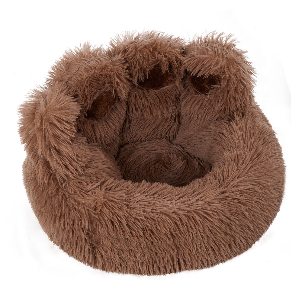 Soft Plush Round Pet Bed with Thickened Filling and Non-Slip Base