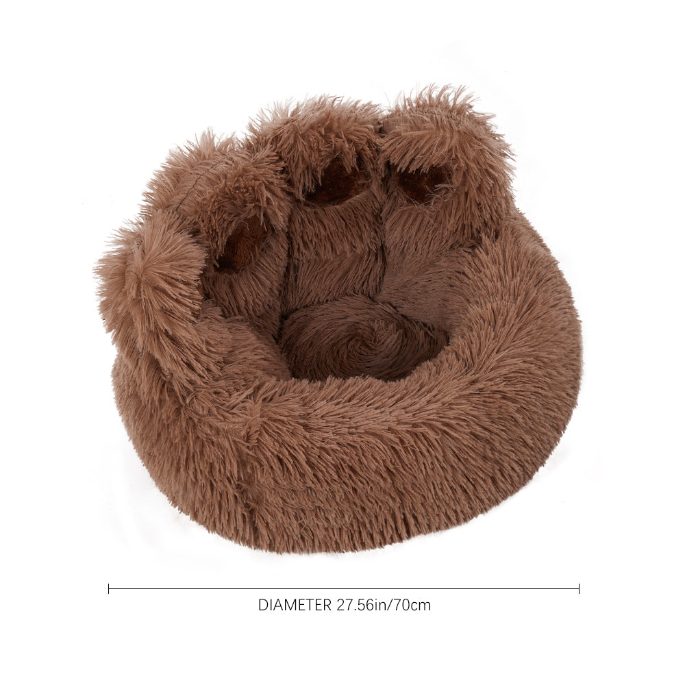 Soft Plush Round Pet Bed with Thickened Filling and Non-Slip Base