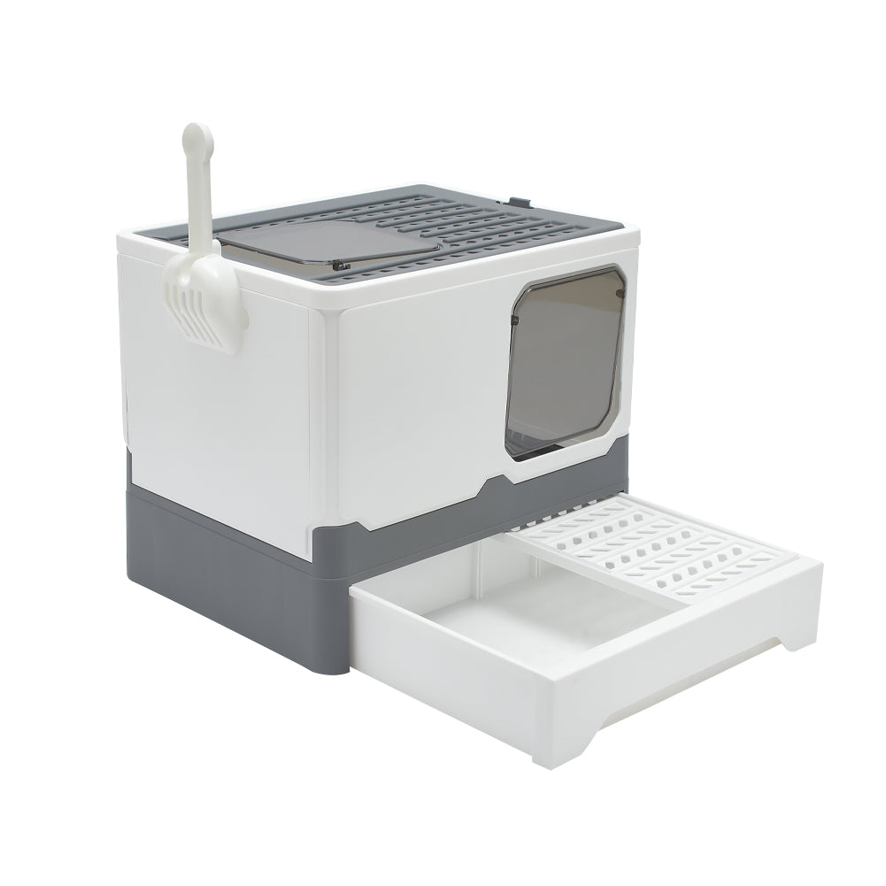 Enclosed Cat Litter Box with Pull-Out Drawer and Scoop – Privacy-Focused, Easy-Clean Design