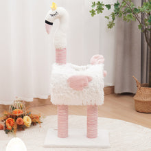 Flamingo Cat Scratching Post with Sisal Rope, Cozy Nest & Hanging Toy Ball – Space-Saving Design
