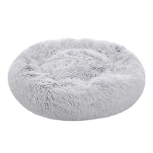 Plush Round Donut Dog Cuddler Bed with Raised Rim and Anti-Slip Base