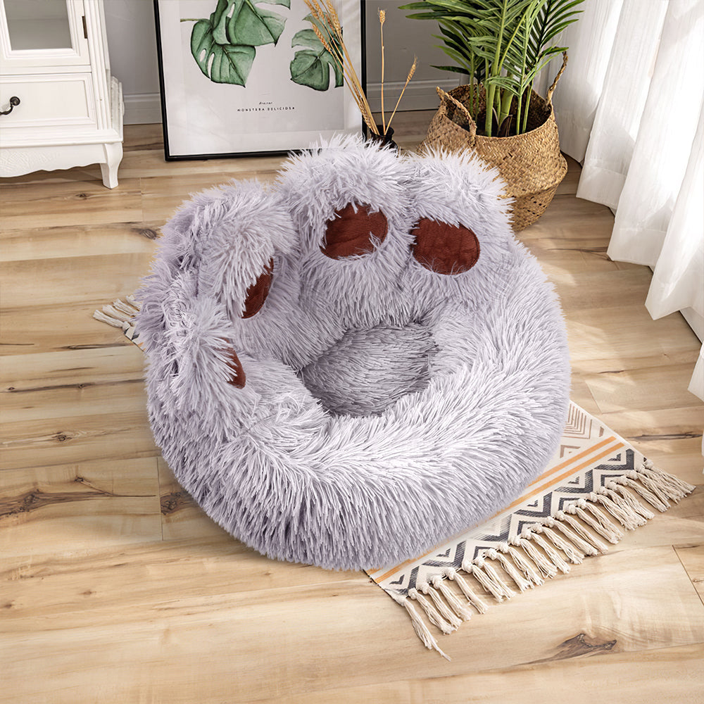 Soft Plush Round Pet Bed – Medium Size 50cm, Anti-Slip Base