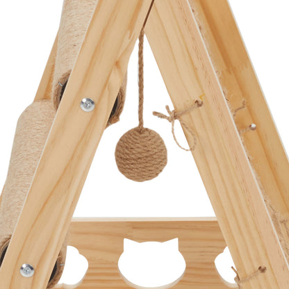 Wooden Cat Climbing Tower with Hammock & Scratching Post – Fun and Stylish Cat Tree for Scratching & Play