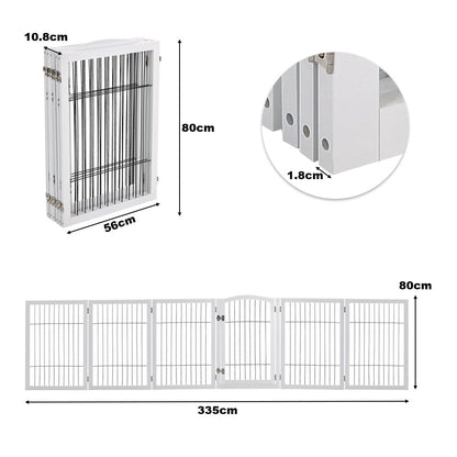 6-Panel Freestanding Wooden Pet Playpen – Foldable Safety Gate for Indoor Use