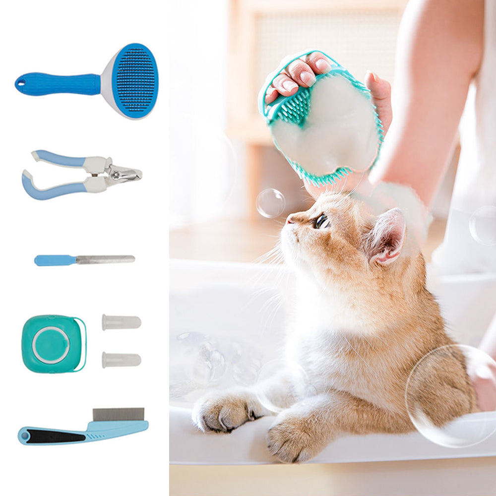 7-in-1 Pet Grooming Kit with Brushes, Nail Clippers & Toothbrush