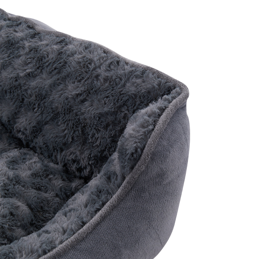 Dark Grey Pet Sleeping Bed – Soft Faux Plush & Suede-Like Fabric with Removable Cushion – Cozy & Comfortable for Cats & Dogs
