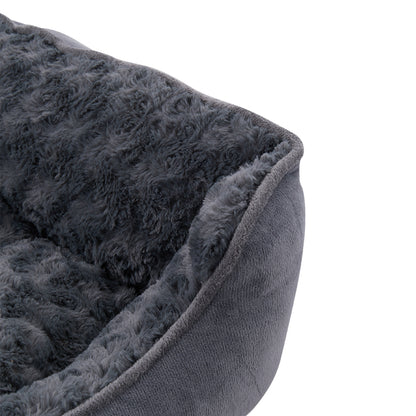Dark Grey Pet Sleeping Bed – Soft Faux Plush & Suede-Like Fabric with Removable Cushion – Cozy & Comfortable for Cats & Dogs