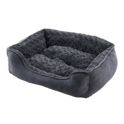 Dark Grey Pet Sleeping Bed – Soft Faux Plush & Suede-Like Fabric with Removable Cushion – Cozy & Comfortable for Cats & Dogs