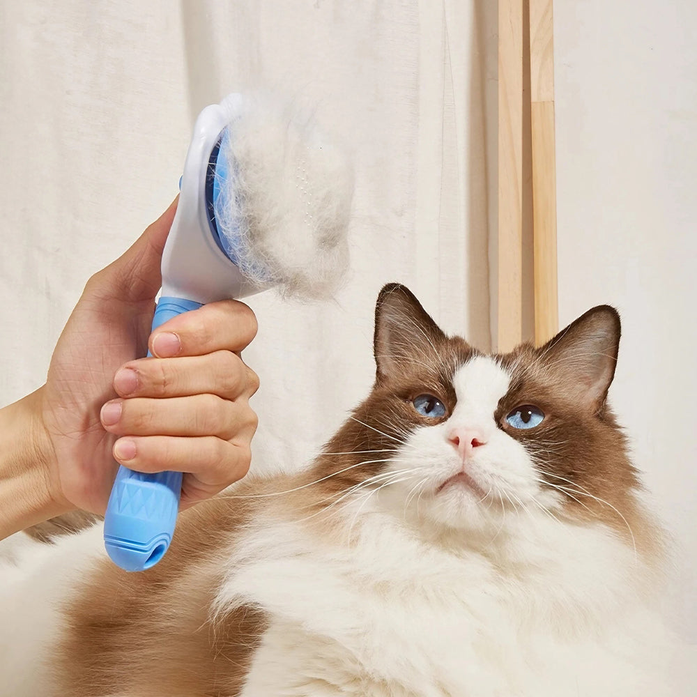 Pet Grooming Brush – Stainless Steel Bristles for Cats, Dogs & Rabbits – Gentle & Efficient Fur Removal Tool