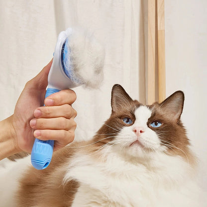 Pet Grooming Brush – Stainless Steel Bristles for Cats, Dogs & Rabbits – Gentle & Efficient Fur Removal Tool