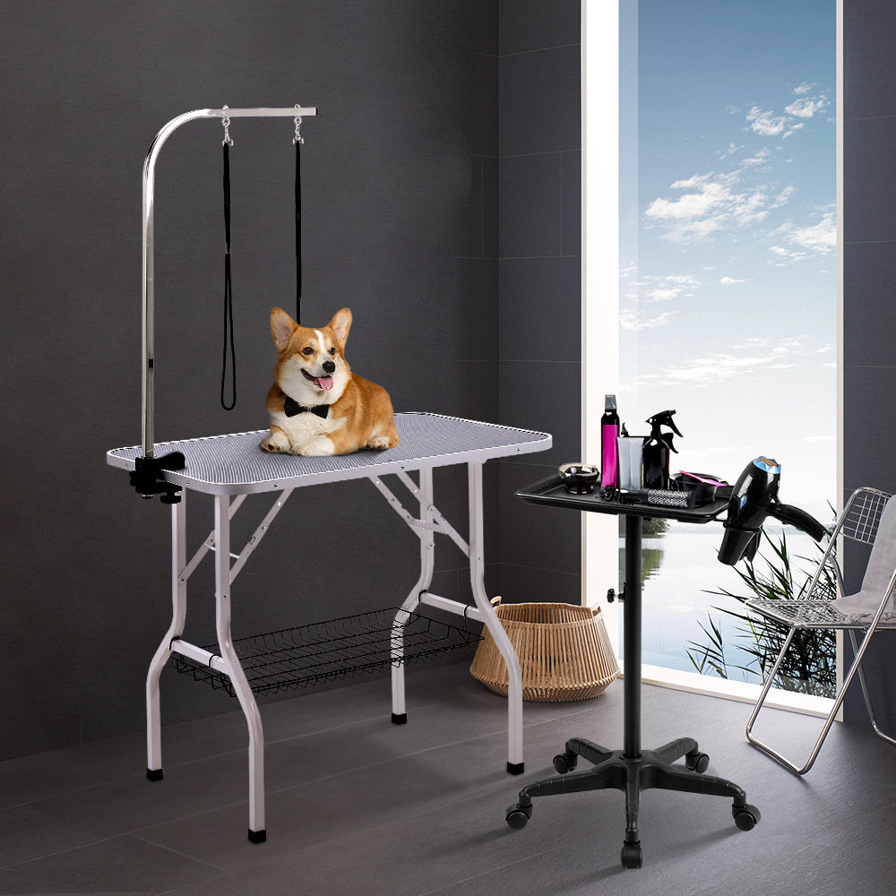 Adjustable Salon Tray Cart with Wheels – Mobile, Heat-Resistant, and Easy to Clean