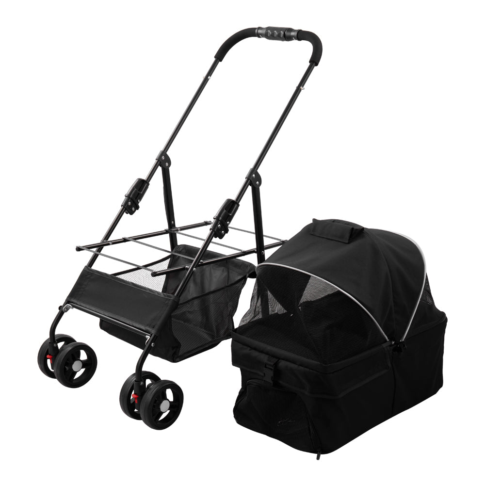 Detachable Pet Stroller with Rain Cover – Convertible Carrier for Cats and Dogs