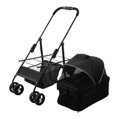 Detachable Pet Stroller with Rain Cover – Convertible Carrier for Cats and Dogs
