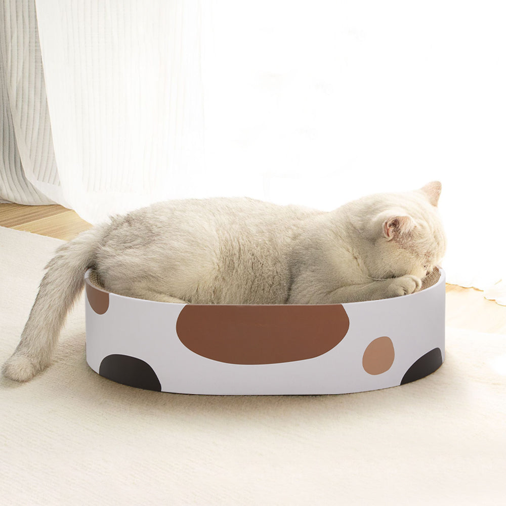 Oval Cardboard Cat Scratching Board & Pet Bed – Eco-Friendly Claw Scratcher and Cozy Resting Spot