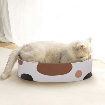 Oval Cardboard Cat Scratching Board & Pet Bed – Eco-Friendly Claw Scratcher and Cozy Resting Spot