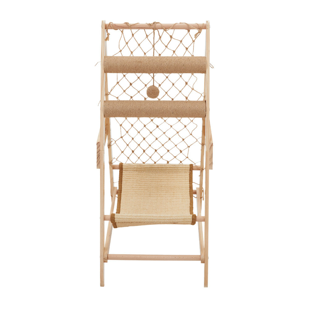 Wooden Cat Climbing Tower with Hammock & Scratching Post – Fun and Stylish Cat Tree for Scratching & Play