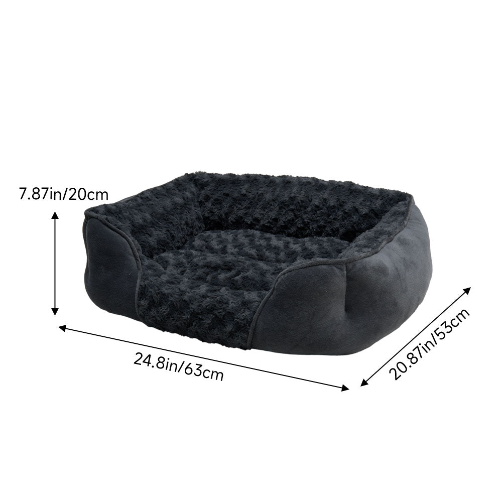 Dark Grey Pet Sleeping Bed – Cozy Faux Plush & Suede-Like Fabric with Removable Cushion for Cats & Dogs