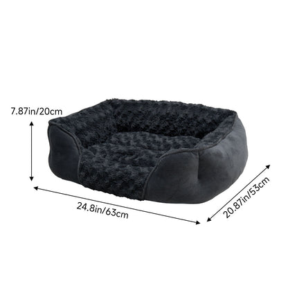 Dark Grey Pet Sleeping Bed – Cozy Faux Plush & Suede-Like Fabric with Removable Cushion for Cats & Dogs