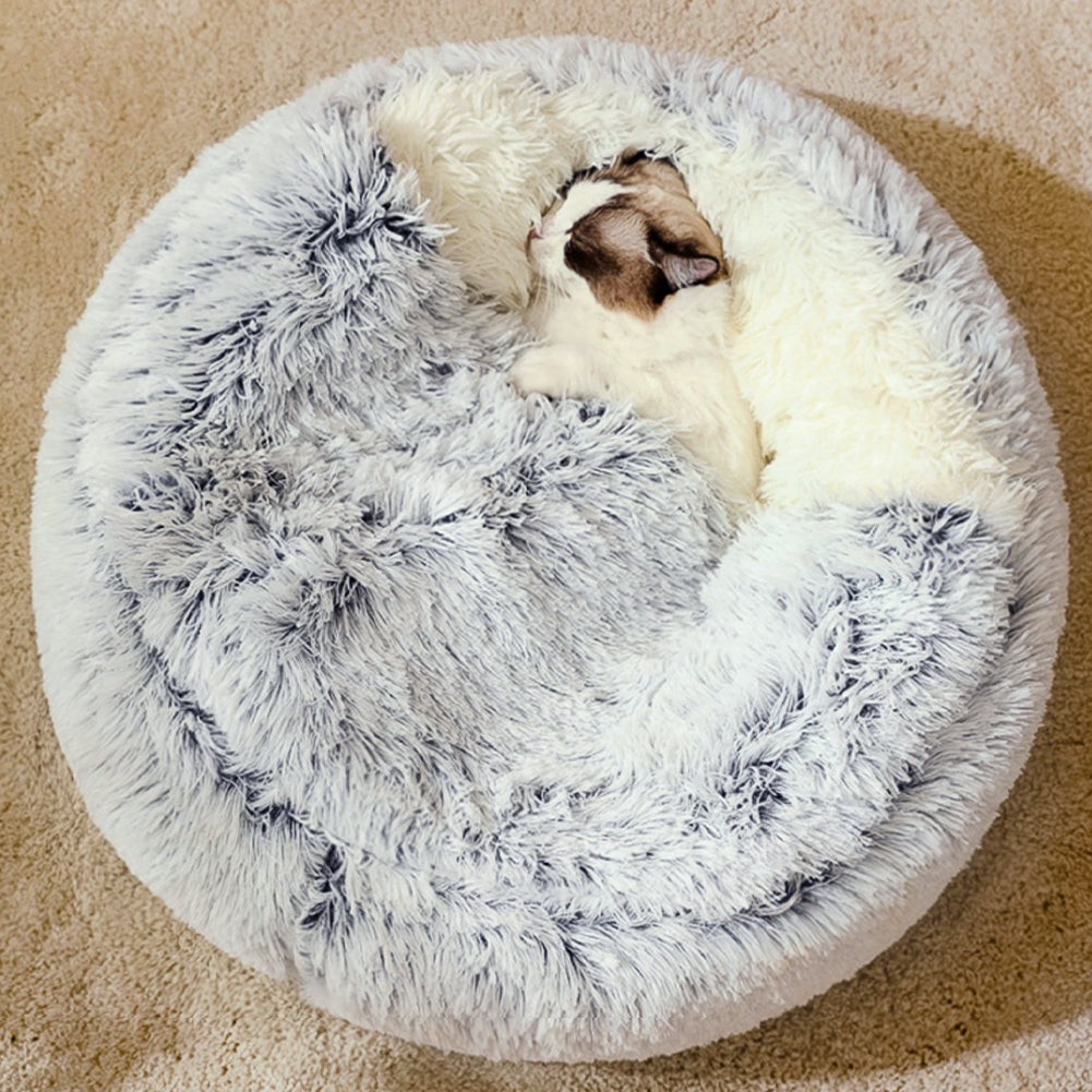 Cozy Plush Pet Bed – Soft, Semi-Enclosed Retreat for Cats & Dogs