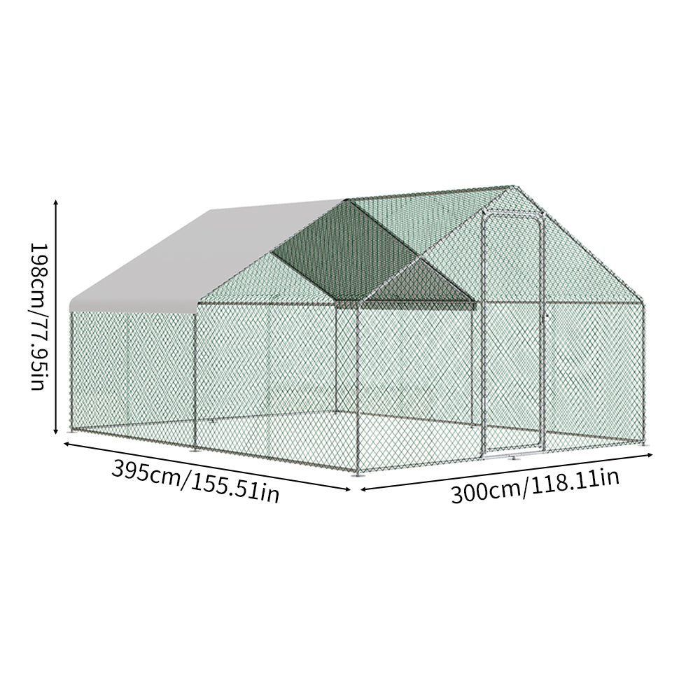 Metal Walk-in Chicken Coop Run with PE Tarpaulin – Secure Outdoor Poultry Enclosure for Chickens and Rabbits