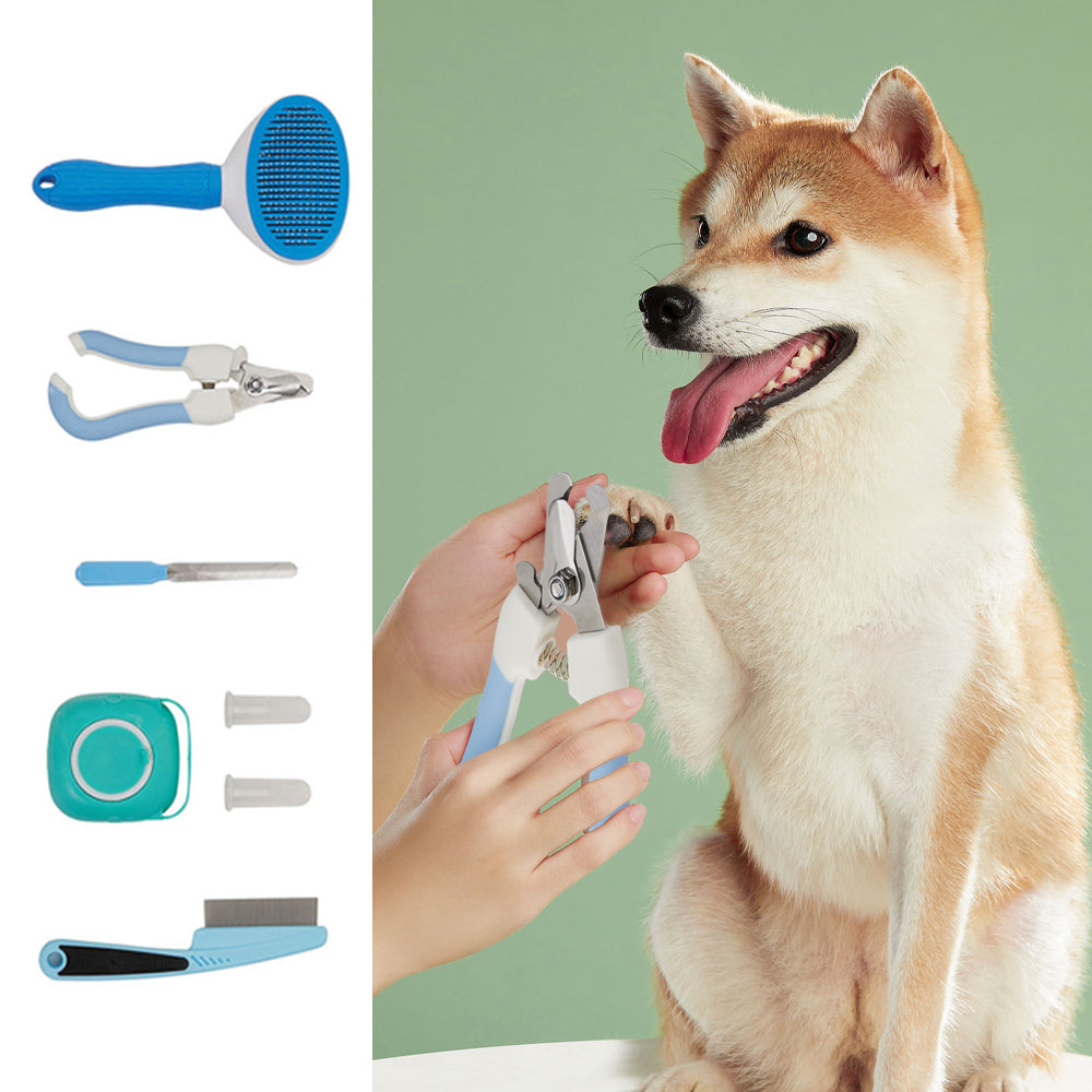 7-in-1 Pet Grooming Kit with Brushes, Nail Clippers & Toothbrush