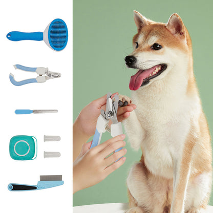 7-in-1 Pet Grooming Kit with Brushes, Nail Clippers & Toothbrush