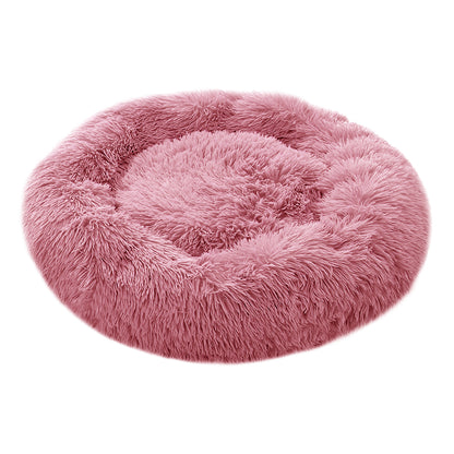 Calming Round Donut Plush Dog Cuddler Bed - Soft & Secure for Restful Sleep