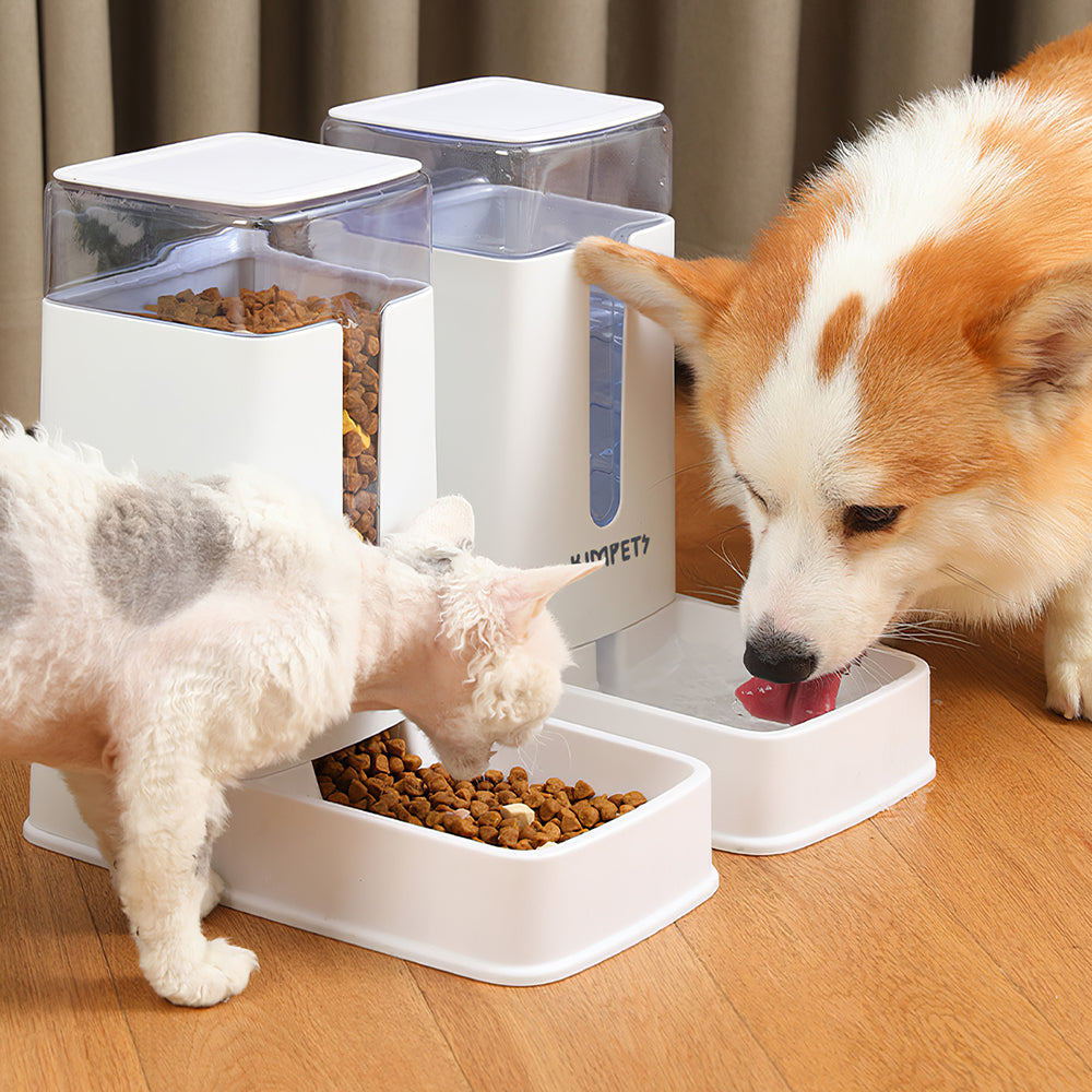 2-Piece Automatic Pet Feeder and Water Dispenser Set – Gravity-Fed for Dogs & Cats, No Power Needed