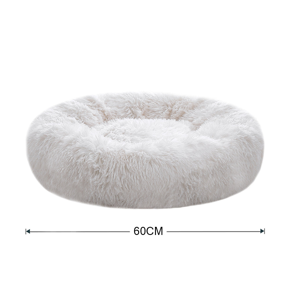 Plush Donut-Shaped Calming Dog Cuddler Bed with Raised Rim