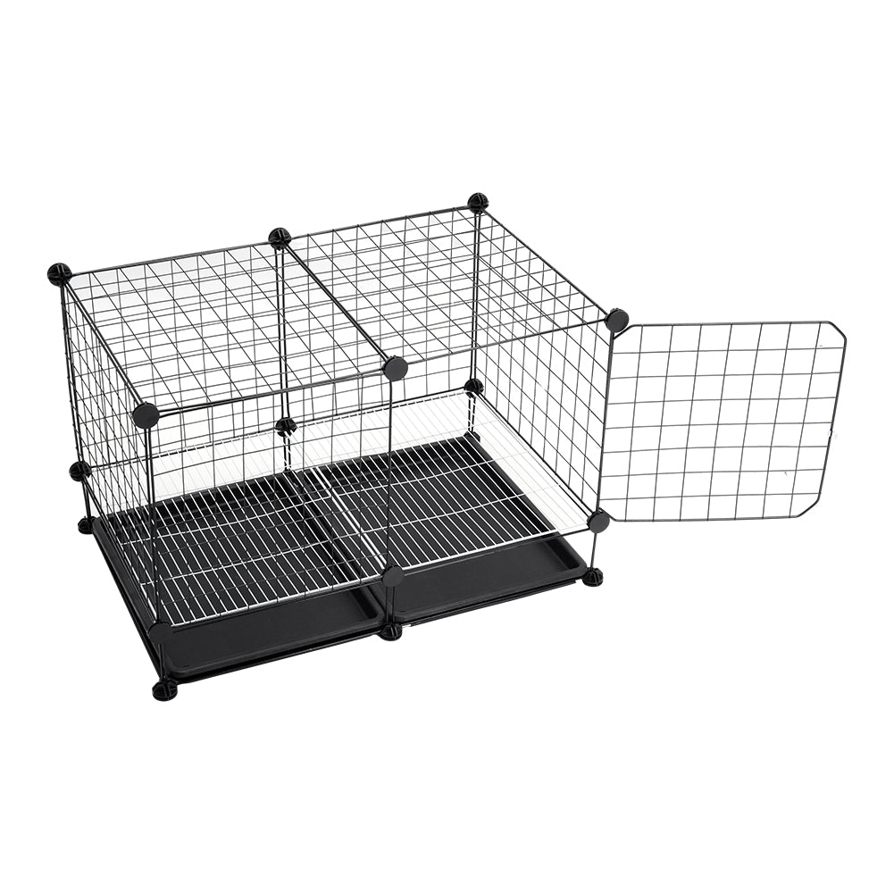 Foldable Black Dog Crate with Dual Removable Trays – Ideal for Small Breeds