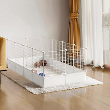 White Pet Playpen – Modular Indoor/Outdoor Playpen for Small Pets – Easy Assembly with Protective Floor Pads