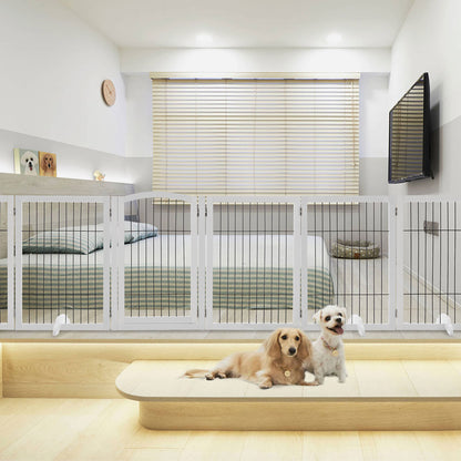6-Panel Freestanding Wooden Pet Playpen – Foldable Safety Gate for Indoor Use