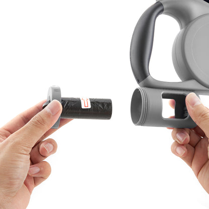 5m Retractable Dog Leash with LED Flashlight & Waste Bag Dispenser