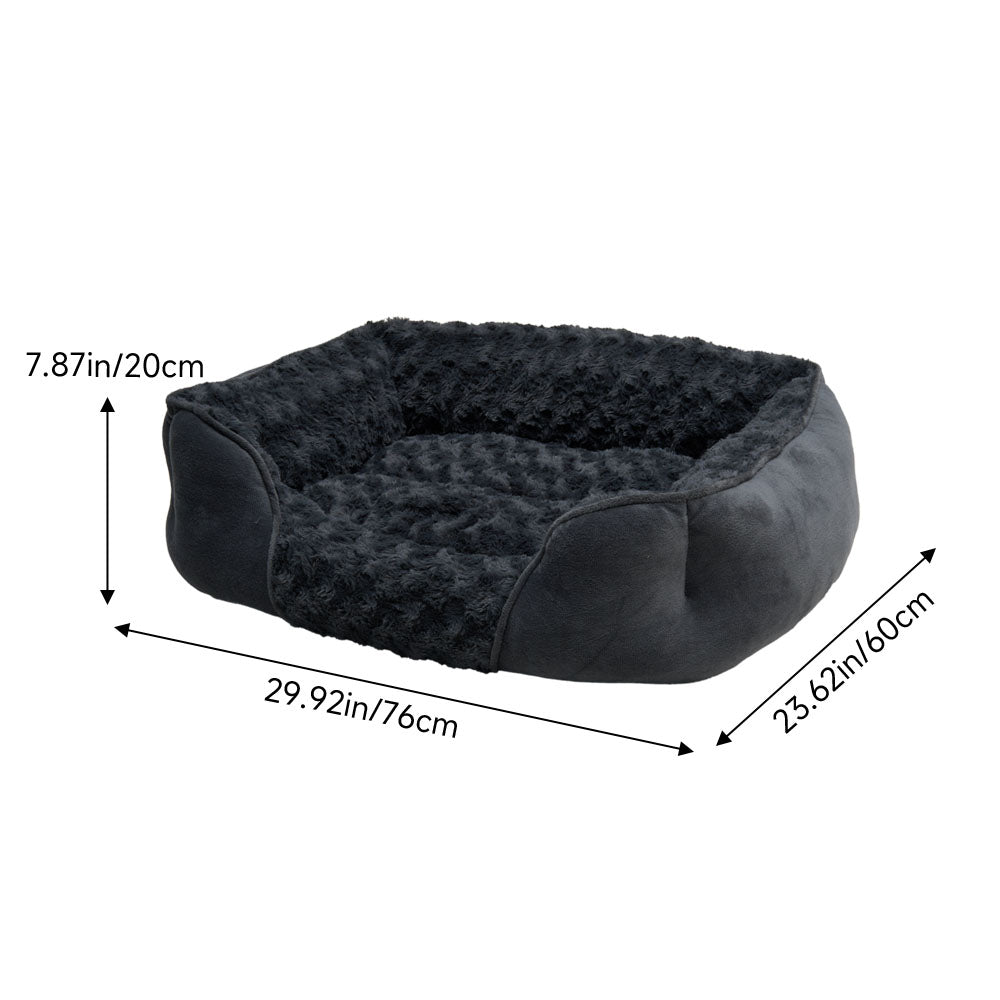 Dark Grey Pet Sleeping Bed – Cozy Faux Plush & Suede-Like Fabric with Removable Cushion for Cats & Dogs