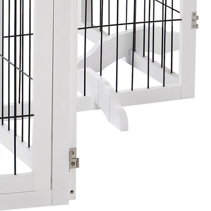 6-Panel Freestanding Wooden Pet Playpen – Foldable Safety Gate for Indoor Use