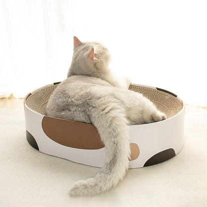 Oval Cardboard Cat Scratching Board & Pet Bed – Eco-Friendly Claw Scratcher and Cozy Resting Spot