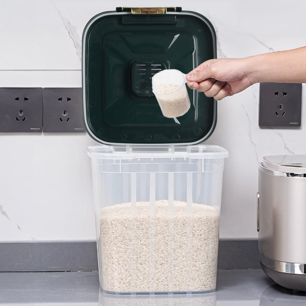 Large Capacity Dry Food Storage Container – 5kg Sealed Box with Measuring Cup