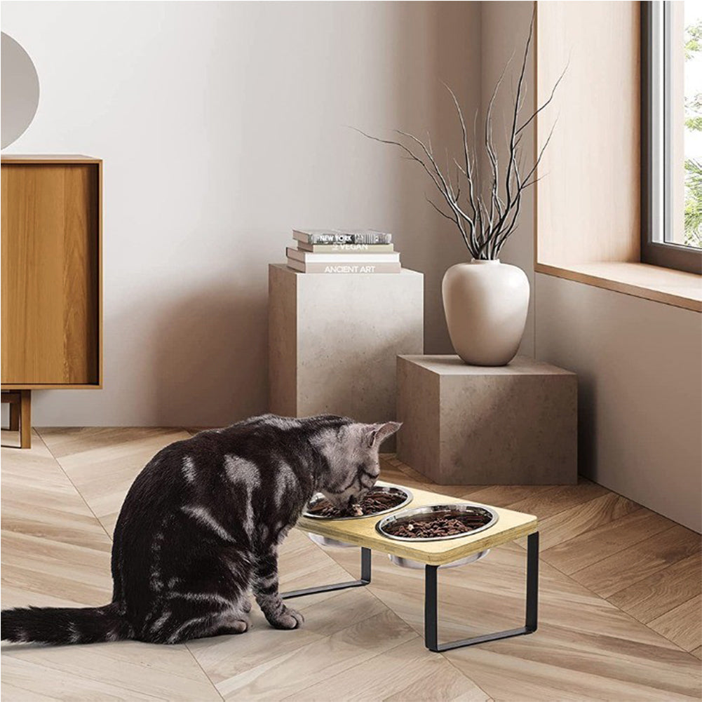 Elevated Dual-Bowl Pet Feeder – Stylish & Comfortable Feeding Stand for Cats and Dogs