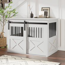 Wooden Dog Crate with Lockable Barn Door – Stylish & Secure Home for Dogs