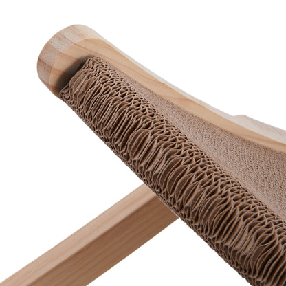 Reusable Cat Scratcher Bed with Dual-Sided Corrugated Surface and Wooden Frame